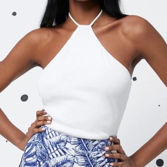 Tops - White tie neck halter top